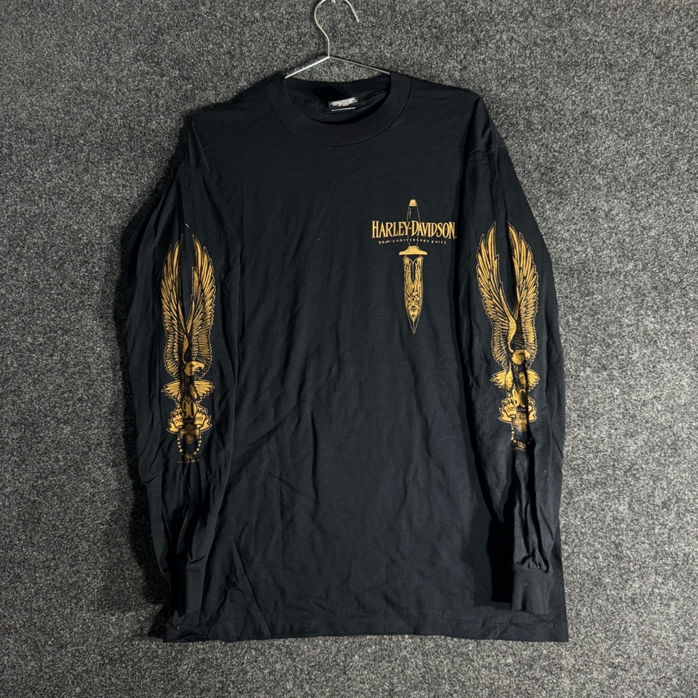 Harley-Davidson 90th Anniversary Gold Eagle Knife Long Sleeve Men’s L